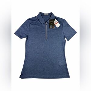 NWT Callaway Women XS True Navy Heather Zip Collar Golf Polo Activewear